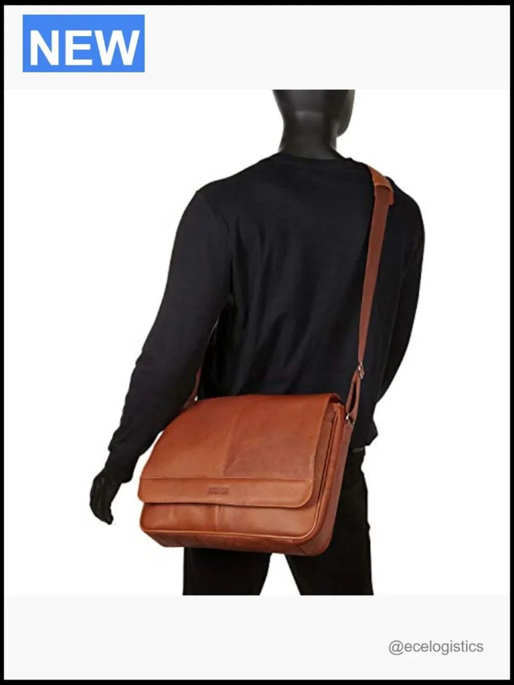 Slim Full-Grain Leather Messenger Bag for 15.6